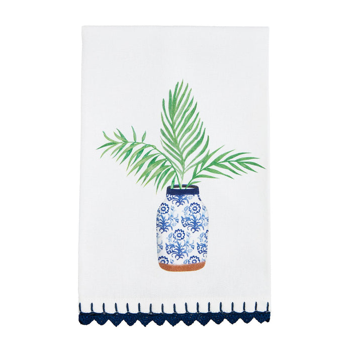 mud pie blue potted palm leaf topiary towel 