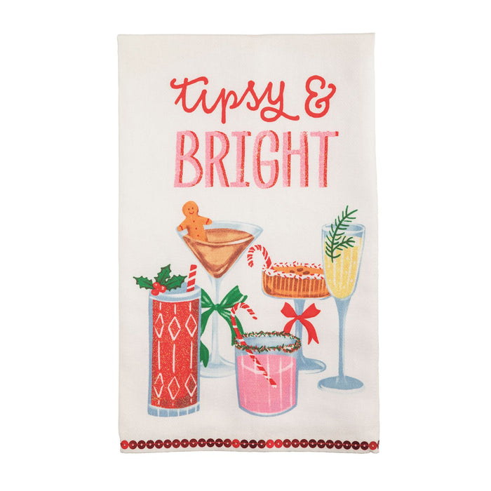 tipsy and bright glitter mud pie towel 