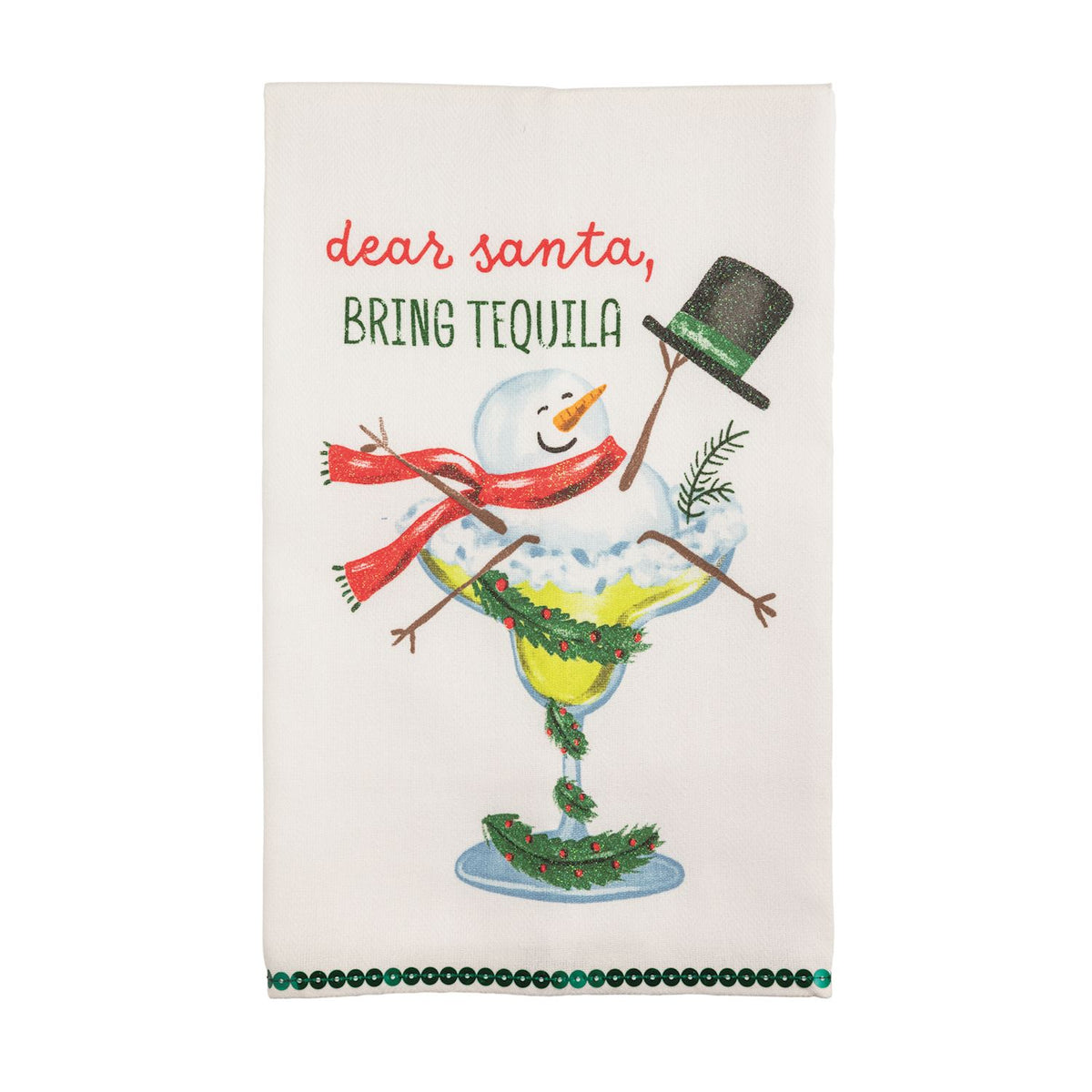 dear santa tea towel mud pie with glitter 