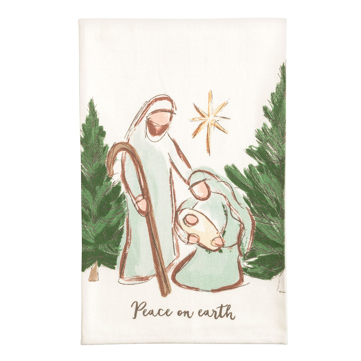 peace on earth mud pie tea towel mary poplin 