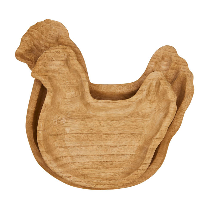 mud pie wood hen tray small and large