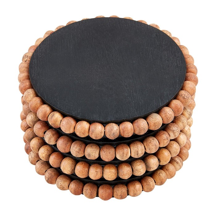 mud pie brown beaded coaster set wood