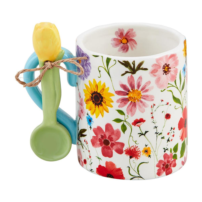 mud pie colorful floral mug and spoon set