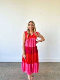 multi color pink and red thml dress