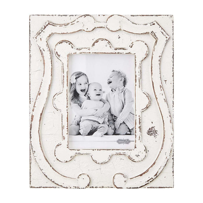 mud pie antique crest style frame holds 5"x7" picture 