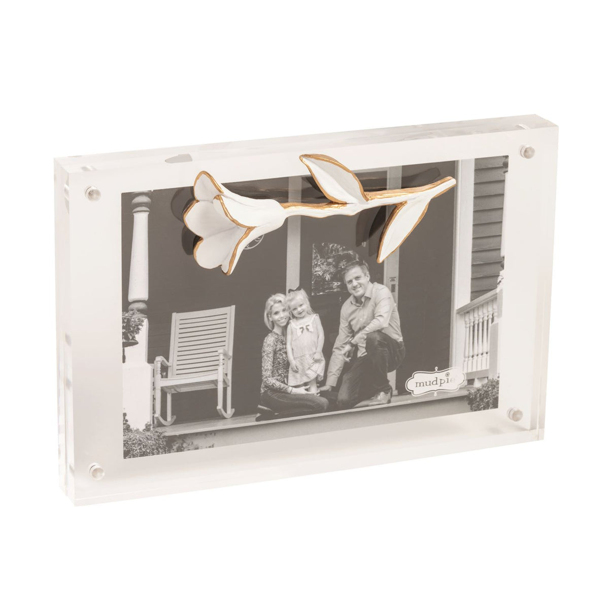 Rectangular photo frame with decorative elements on a white background magnetic frame mud pie 