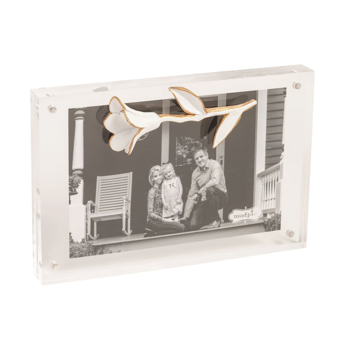 Rectangular photo frame with decorative elements on a white background magnetic frame mud pie 