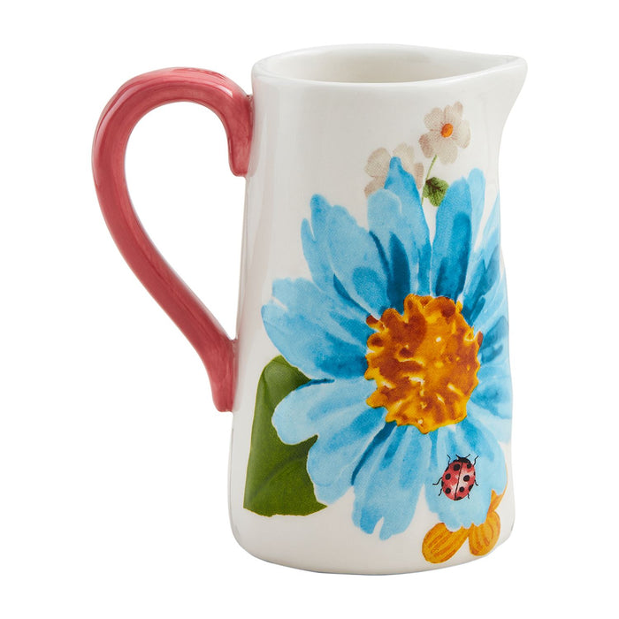 mud pie medium floral pitcher vase with blue flower