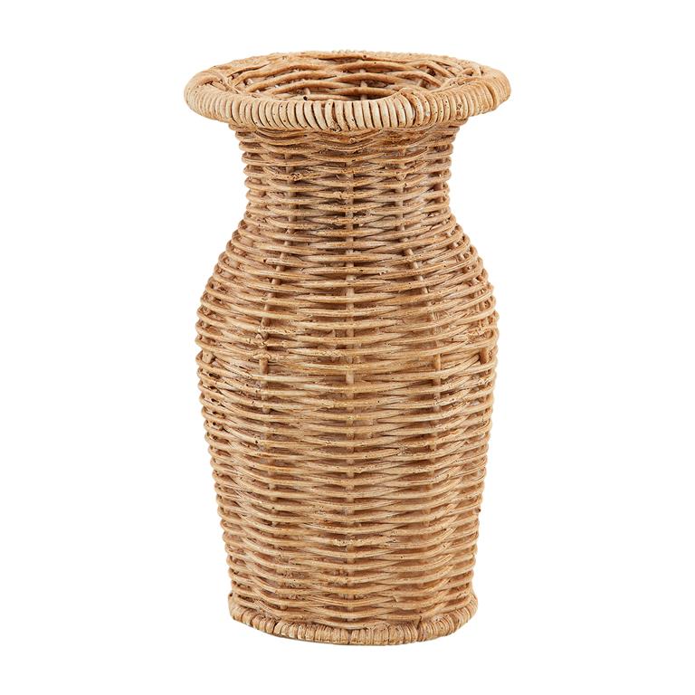 Wicker vase on a white background mud pie 
