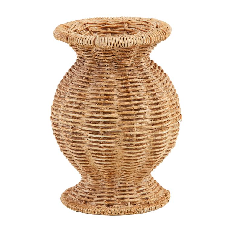 Wicker vase on a white background