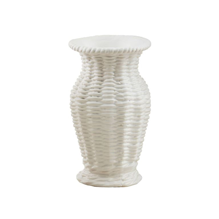 White textured vase on a white background