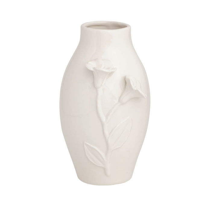 cream color stoneware floral vase mud pie 