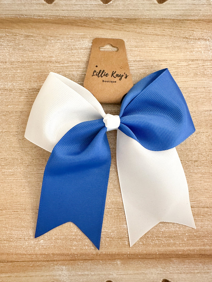 Blue & White Cheer Bow