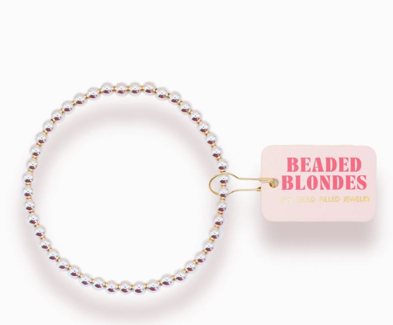 4mm silver beaded blondes bracelet 