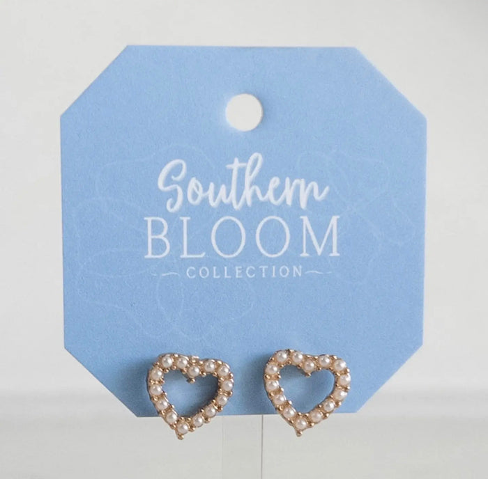 Open pearl Heart Studs