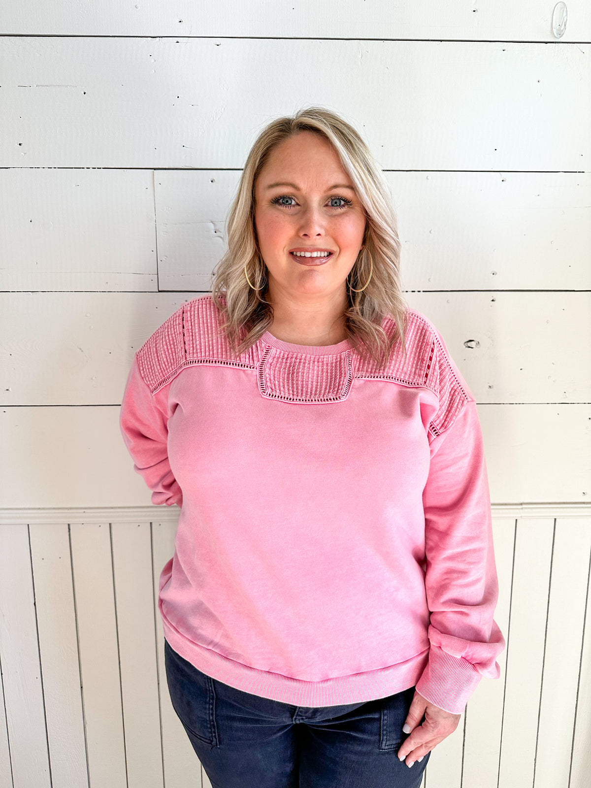 washed pink pullover style top 