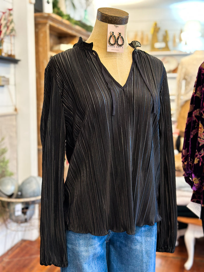 black and silver shimmer long sleeve top