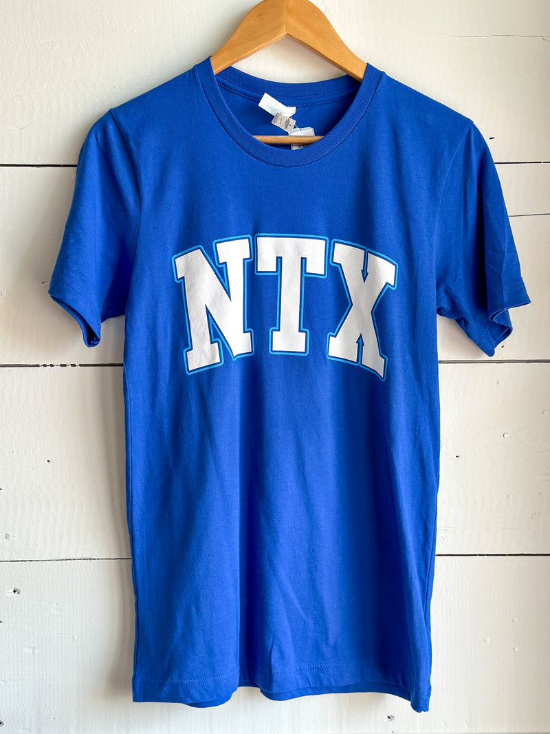 needville texas tee on royal blue shirt