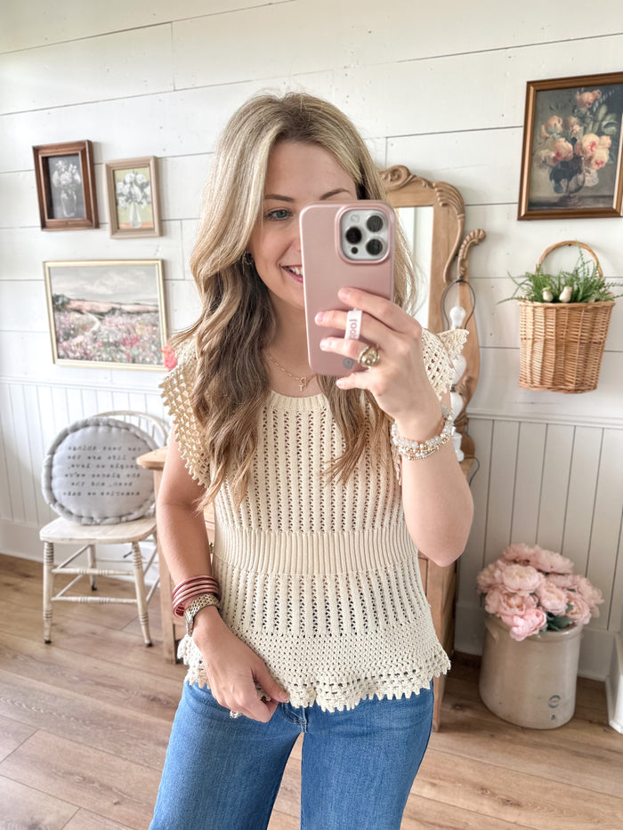 light tan cream sweater top 