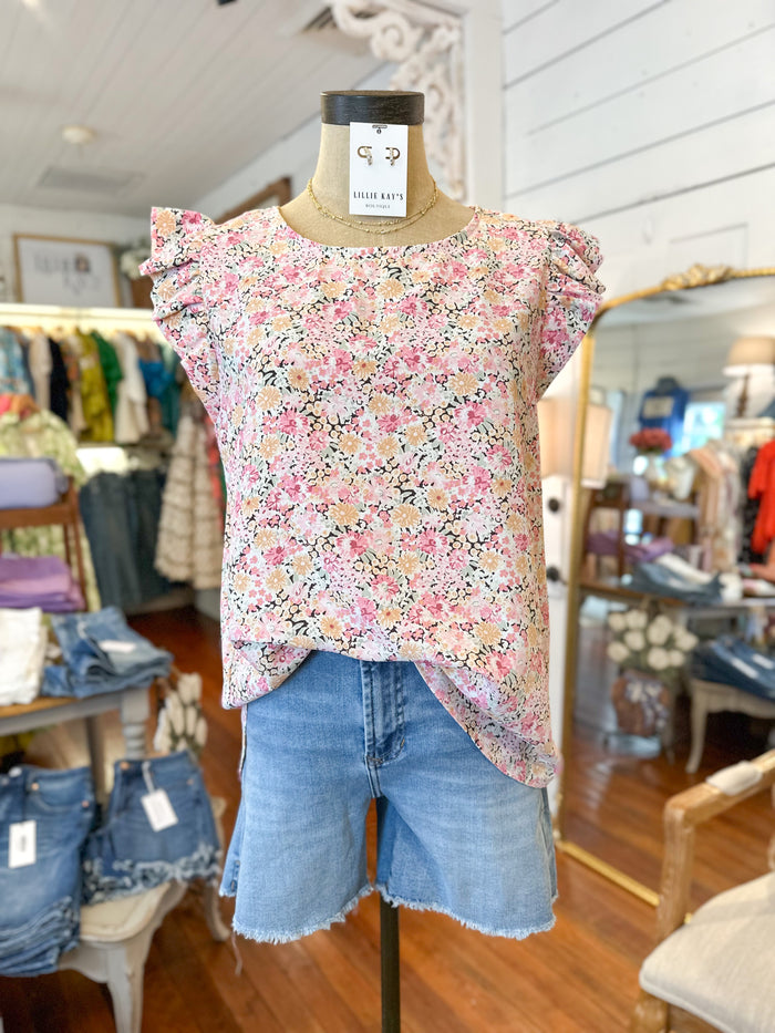 light pink apricot floral top