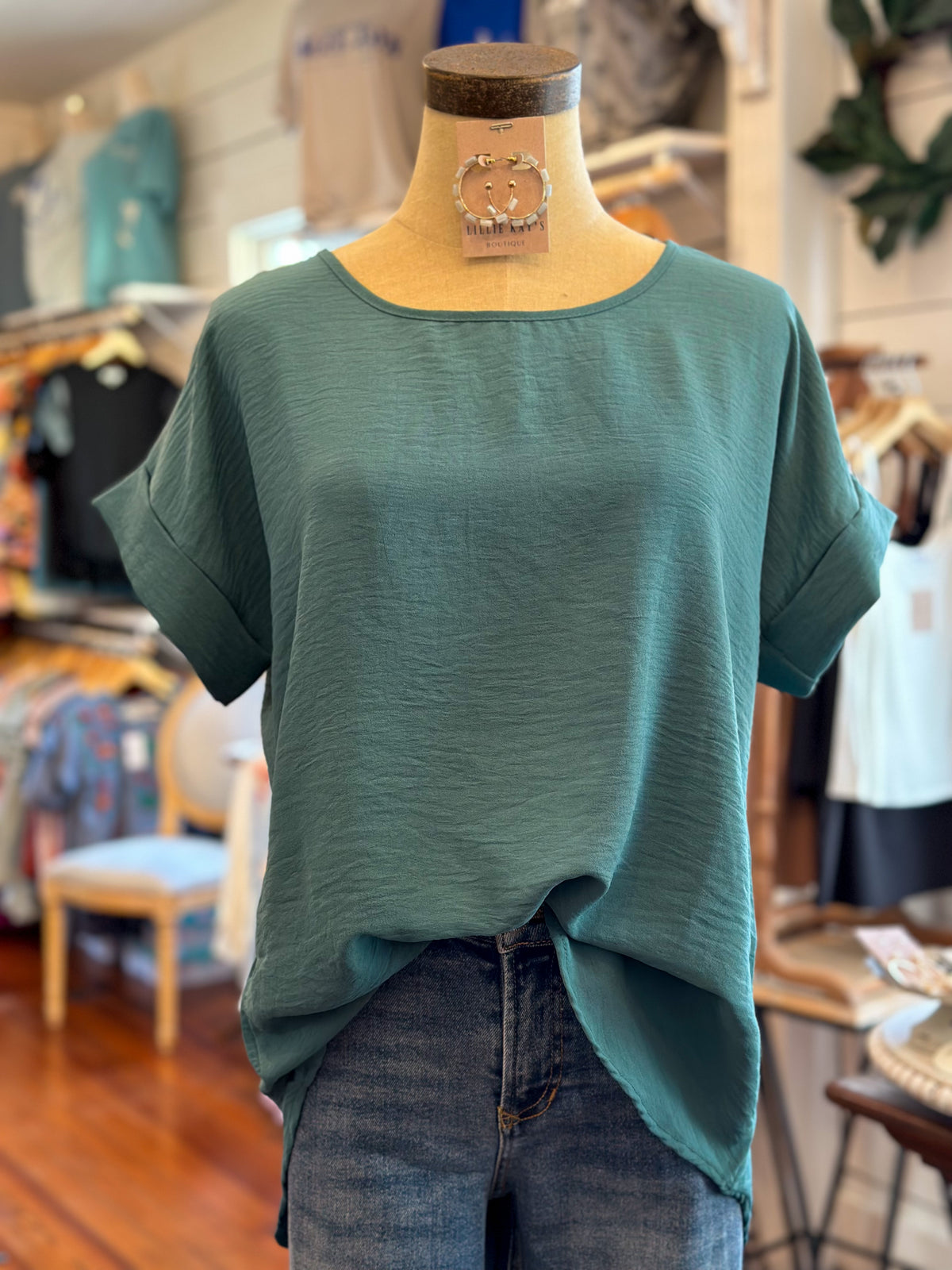 kelli top in forest color plus size