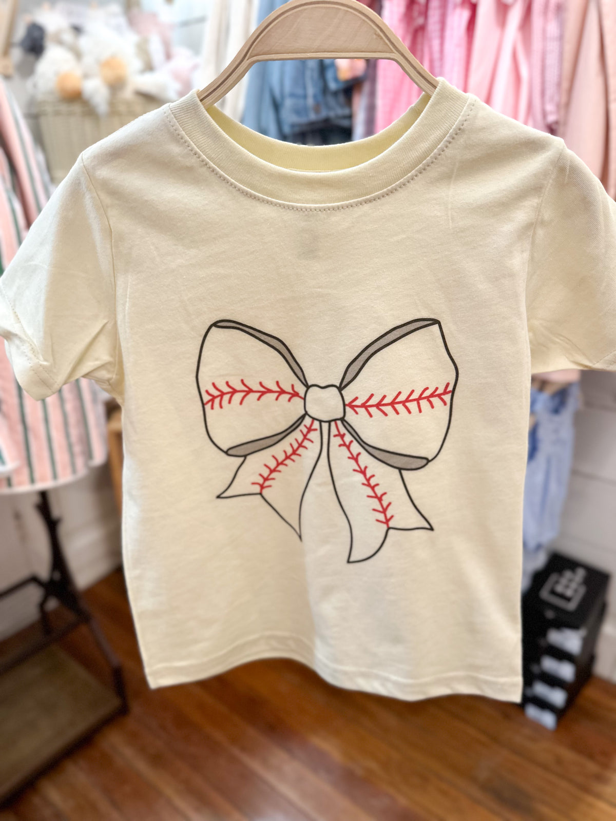 toddler girl baseball bow tee