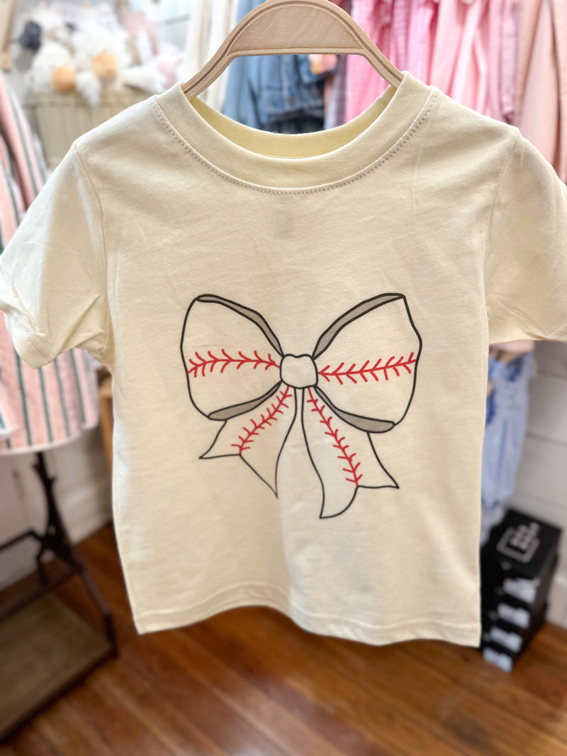 toddler girl baseball bow tee