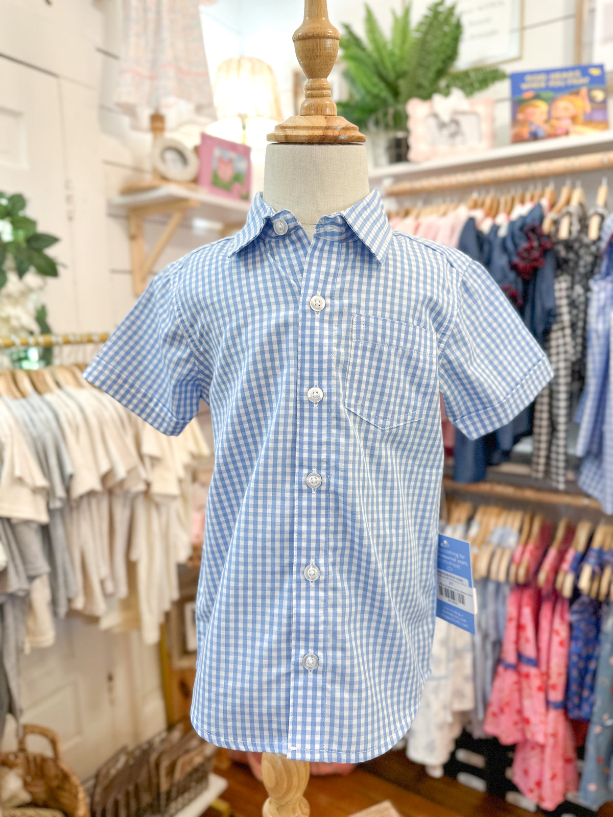 Blue Gingham Short Sleeve Shirt
