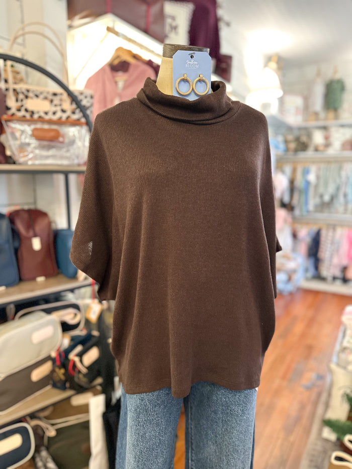 relaxed brown cape sweater top 