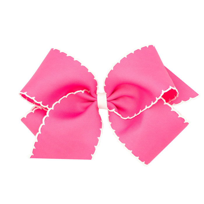 pink and white moonstich hair bow