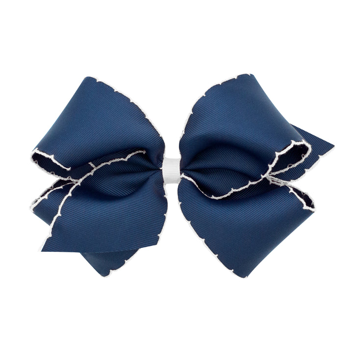 navy and white moonstich wee ones hair bow
