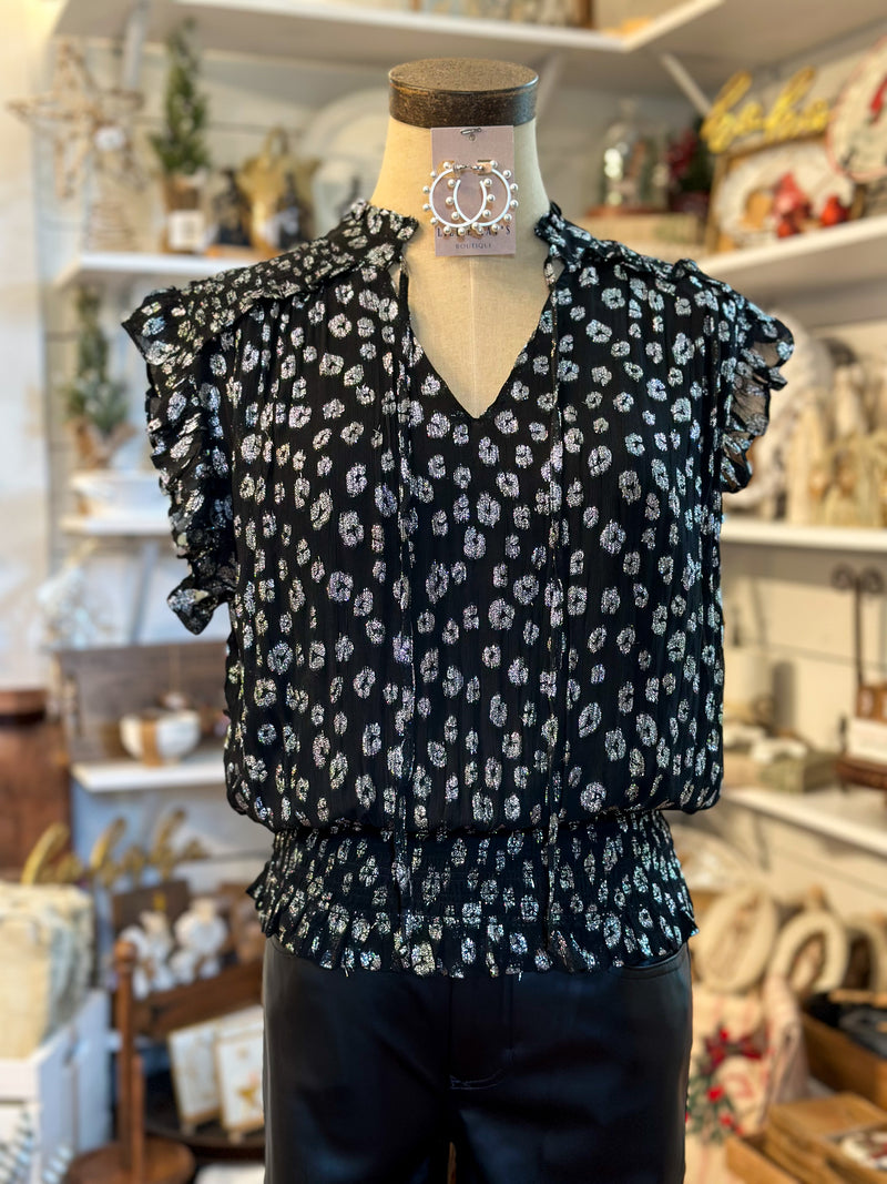 BLACK AND SILVER PRINTED TOP