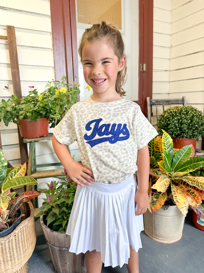 needville JAYS blue glitter tee on printed top