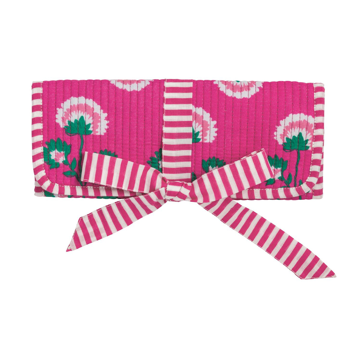 Block Print Jewelry Roll - Pink