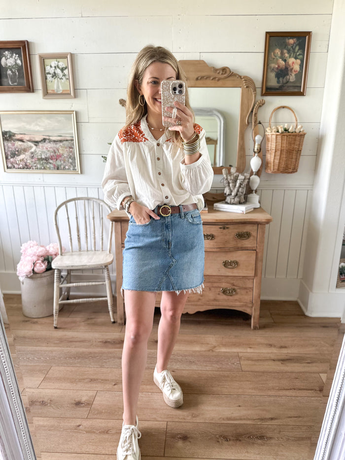 Jane Top- White/Orange