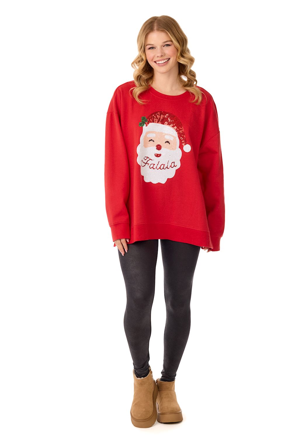 mud pie red santa sequin sweatshirt women