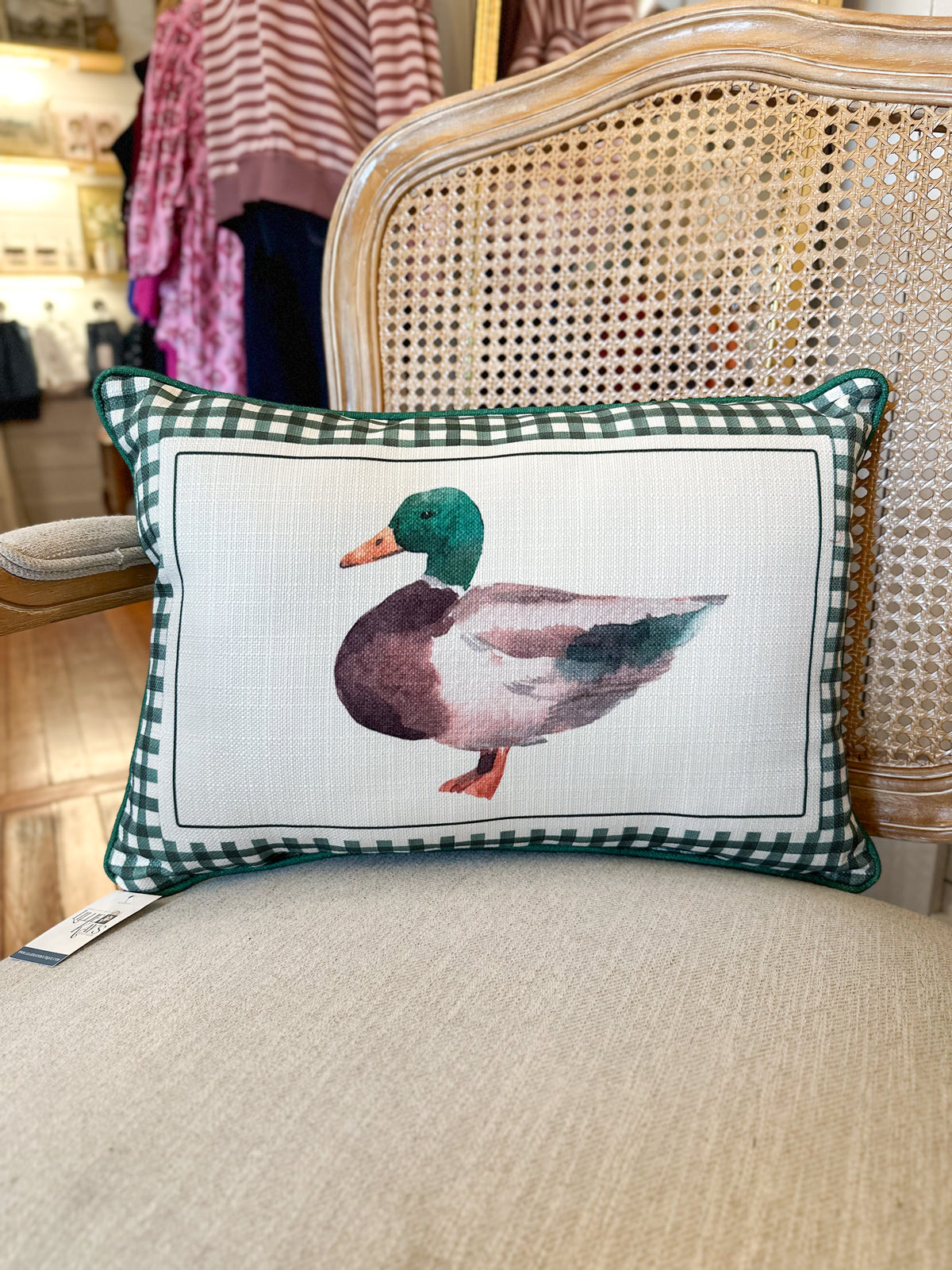 mallard green gingham pillow 