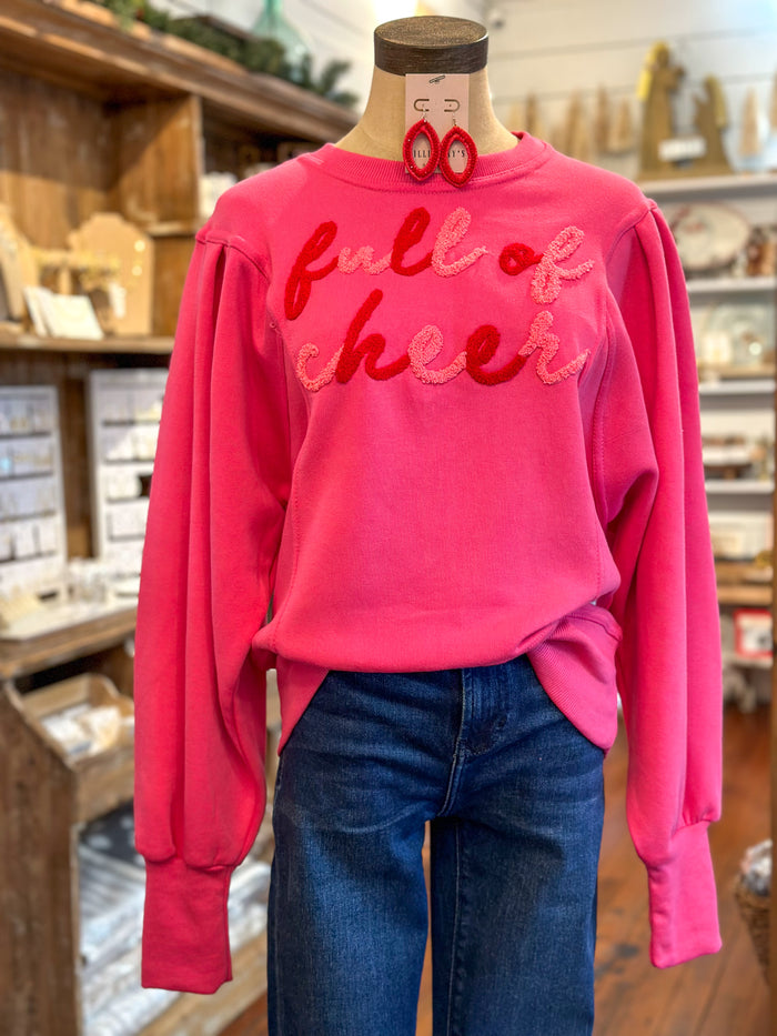 hot pink full of cheer pullover