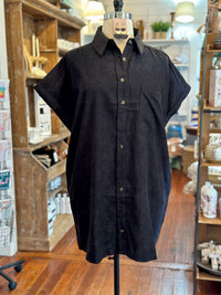 black corduroy style dress with pockets plus size