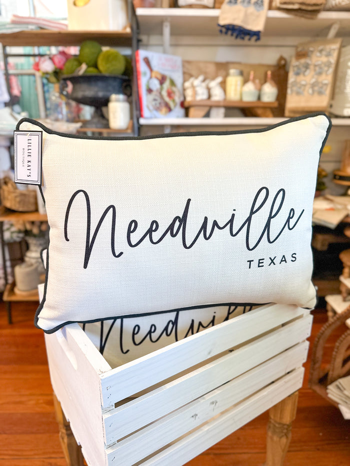 needville texas cream and black pillow