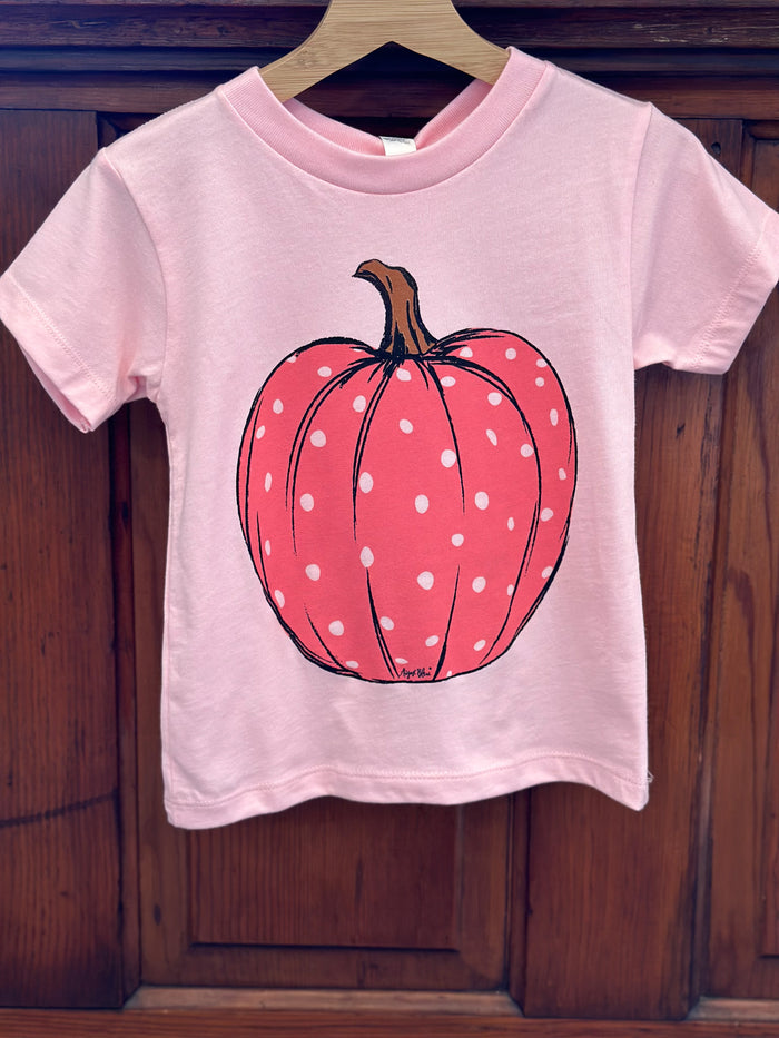 youth size pink pumpkin tee short sleeve