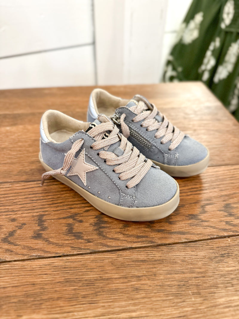 dusty blue suede toddler sneaker