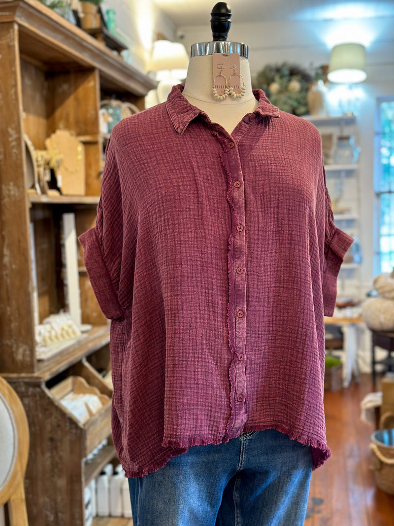 plum color umgee button down top