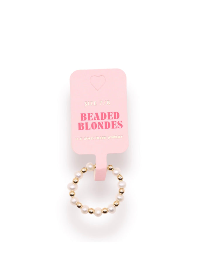 beaded blondes coastal pearl ring 