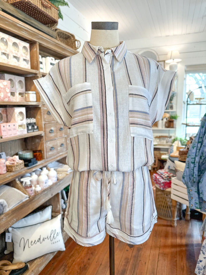 linen blend matching set
