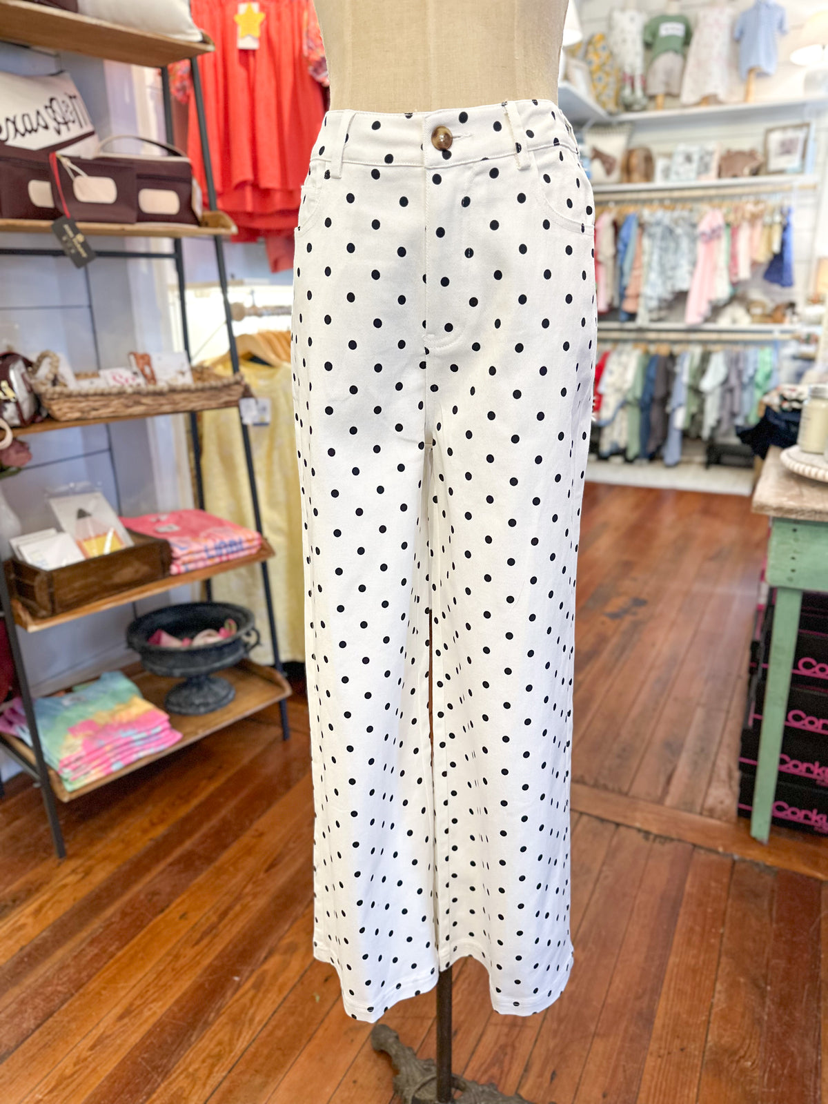 black and white polka dot pants 