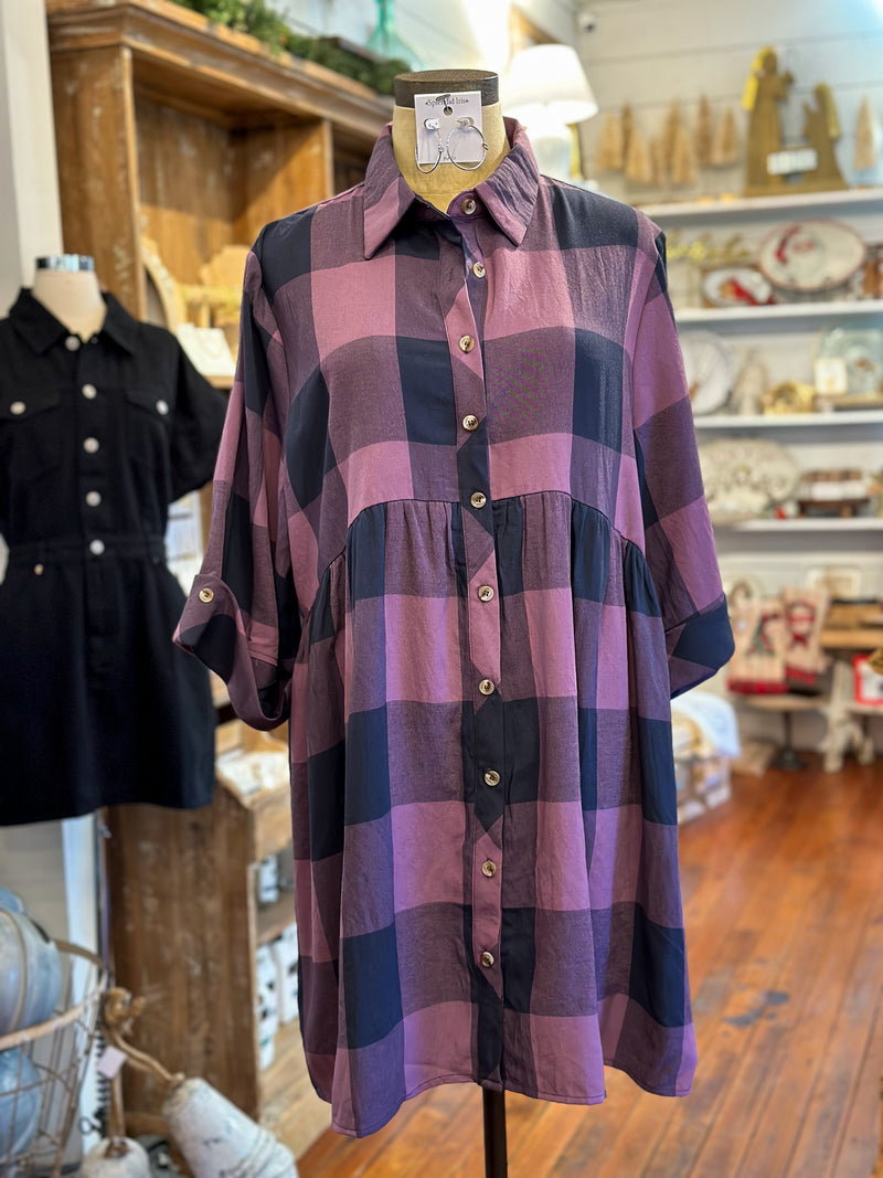 purple checkered dress 