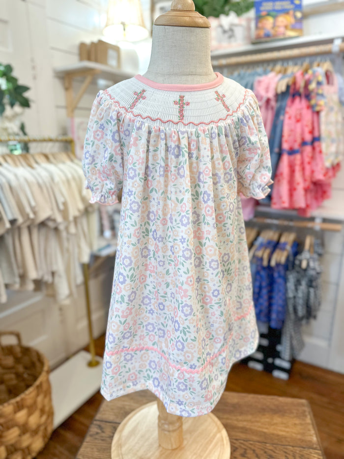toddler size floral cross dress 