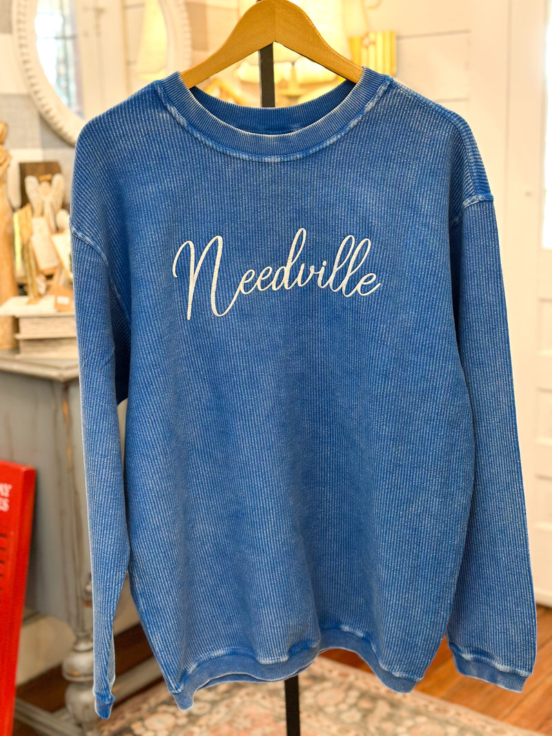 NEEDVILLE TEXAS BLUE CORDED PULLOVER