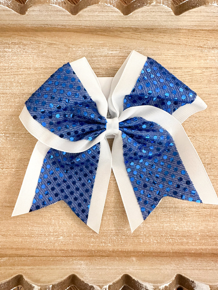 Blue & White Sequin Bow